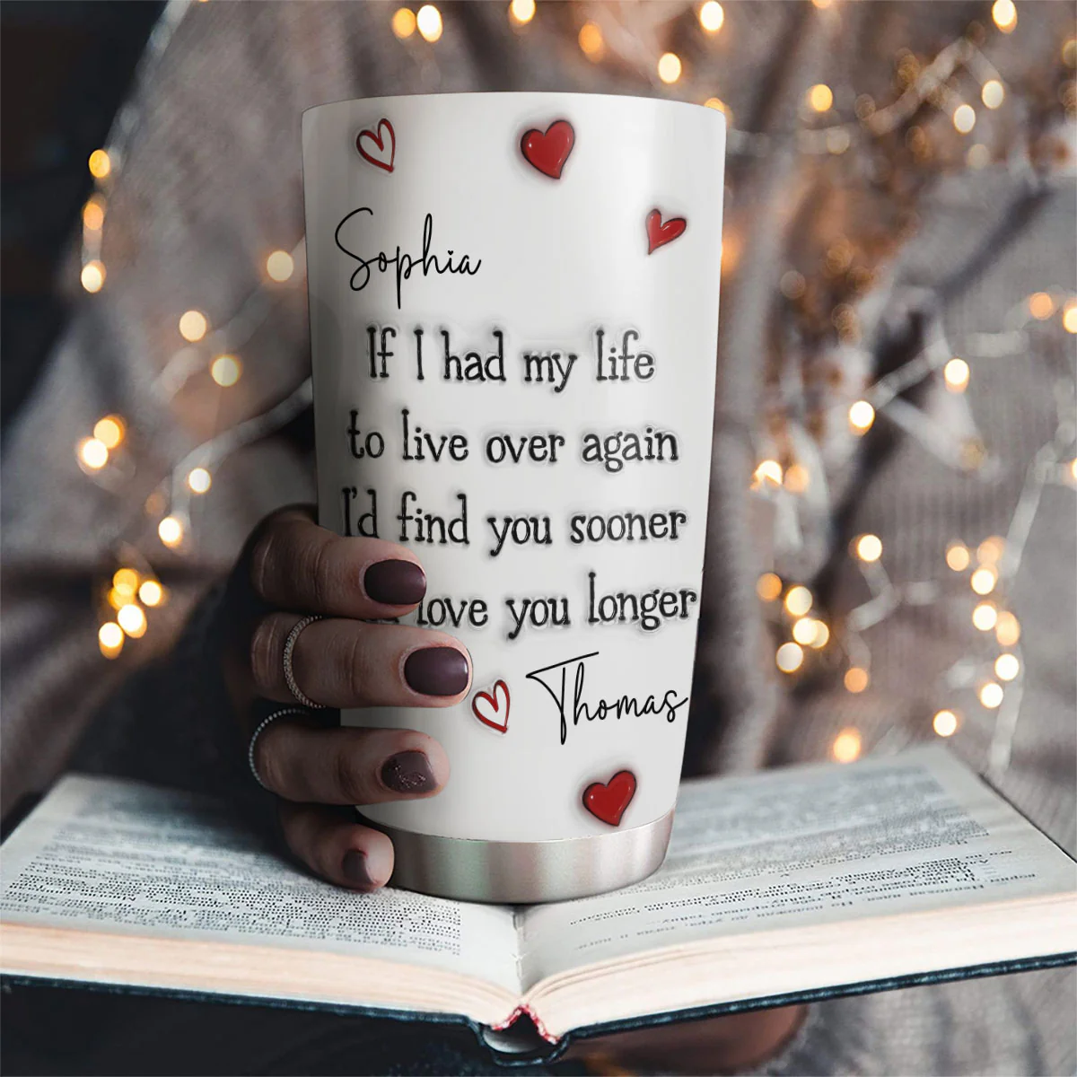 Love You Longer - Personalized Custom 3D Inflated Effect Tumbler - Image 2