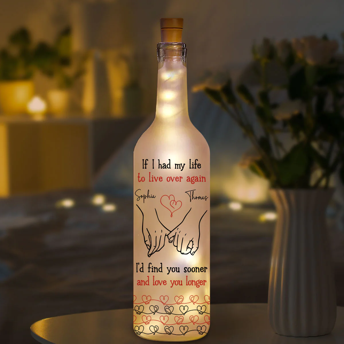 Love You Longer - Personalized Custom Bottle Lamp