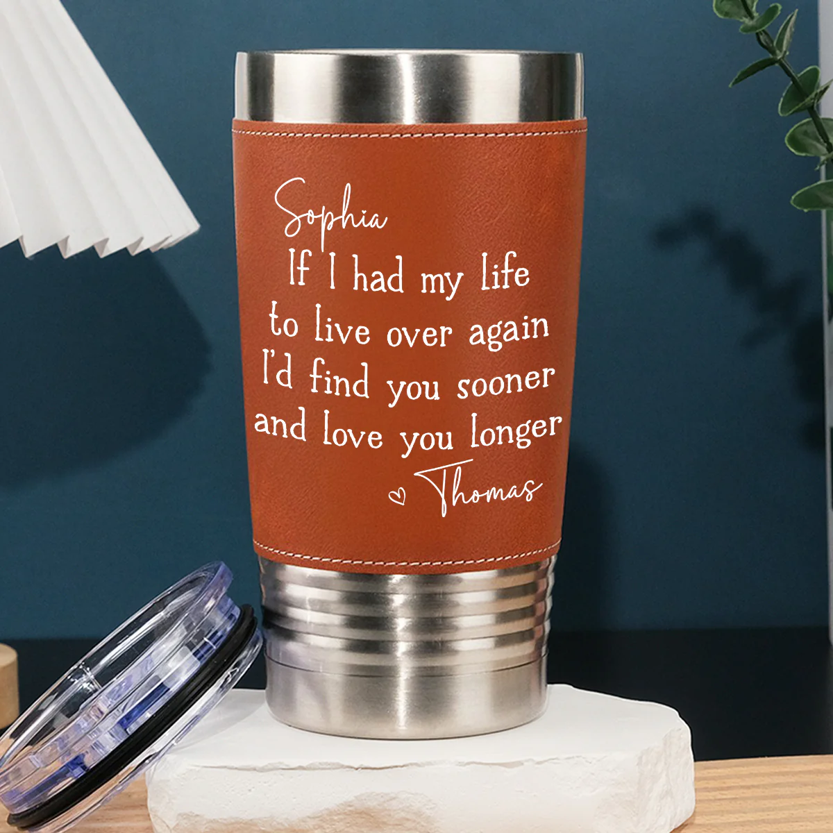 Love You Longer - Personalized Custom Leather Tumbler
