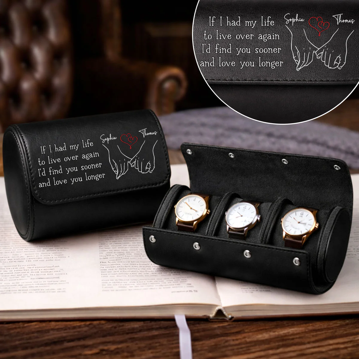 Love You Longer - Personalized Custom Leather Watch Case