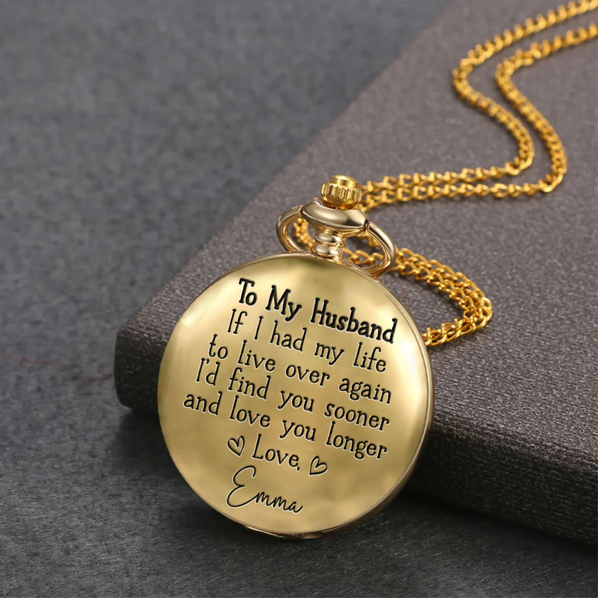 Love You Longer - Personalized Custom Pocket Watch - Image 2
