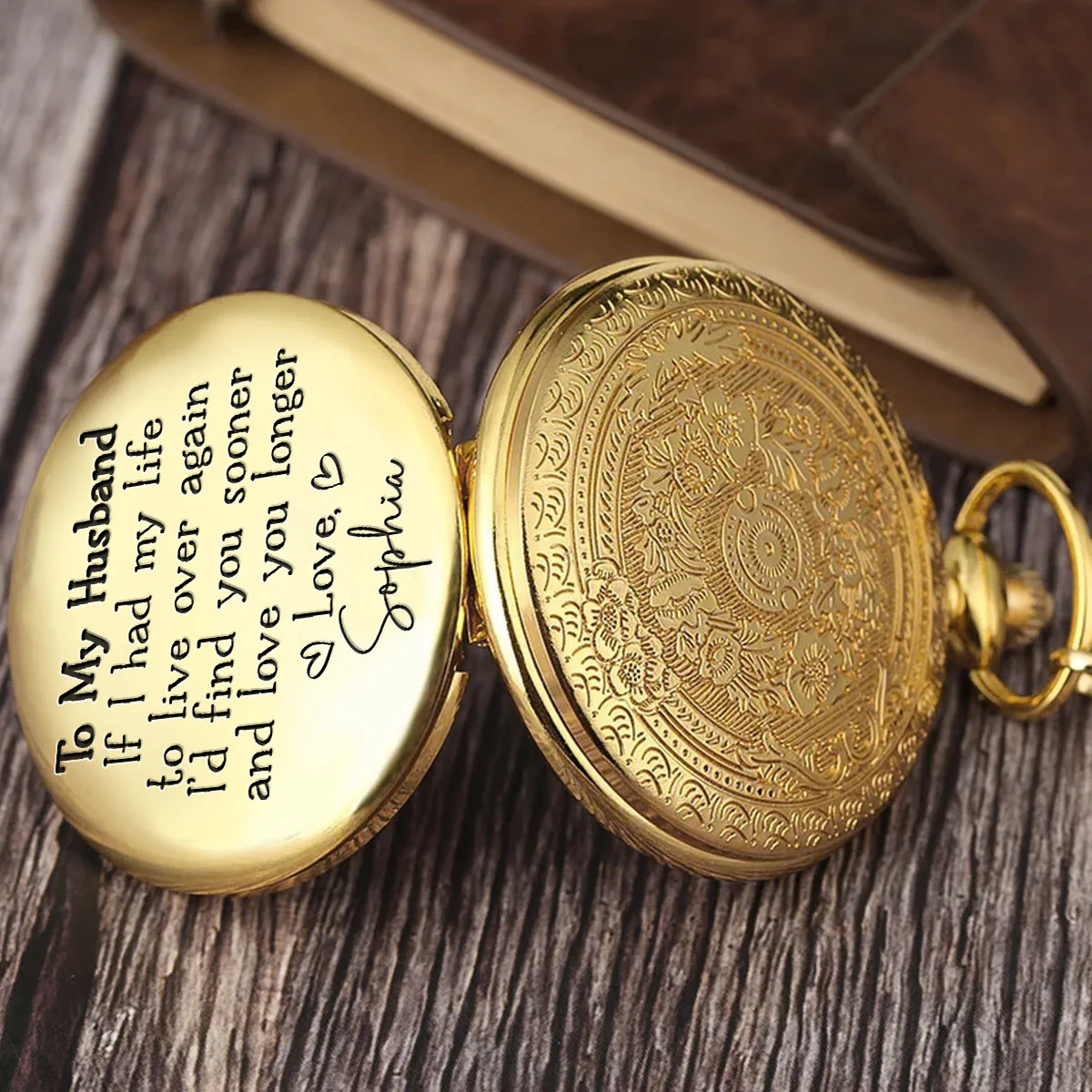 Love You Longer - Personalized Custom Pocket Watch - Image 4