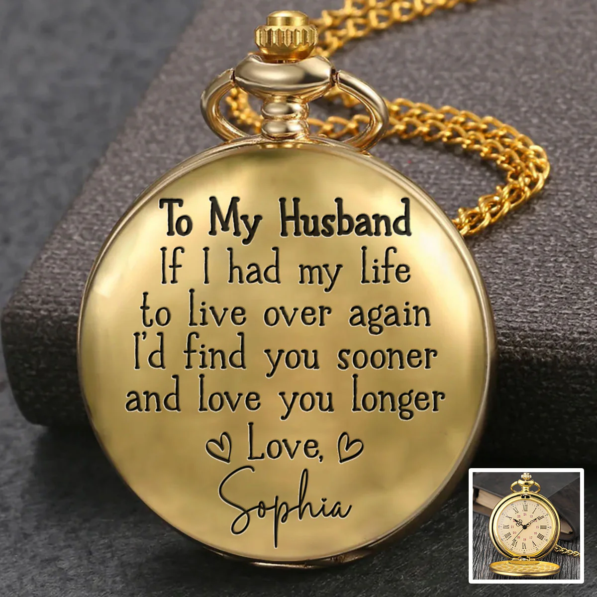 Love You Longer - Personalized Custom Pocket Watch - Image 5