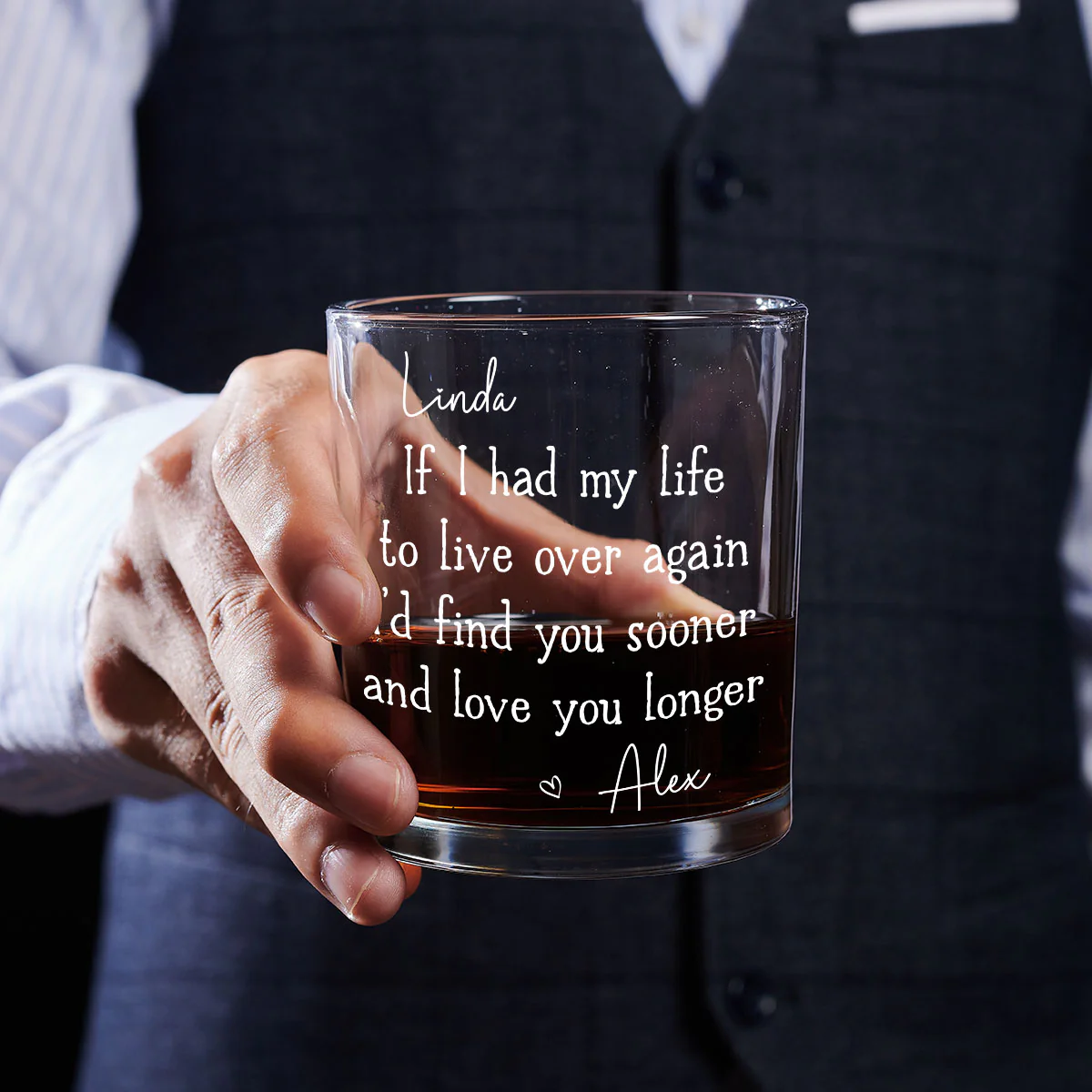Love You Longer - Personalized Custom Whiskey Glass - Image 5