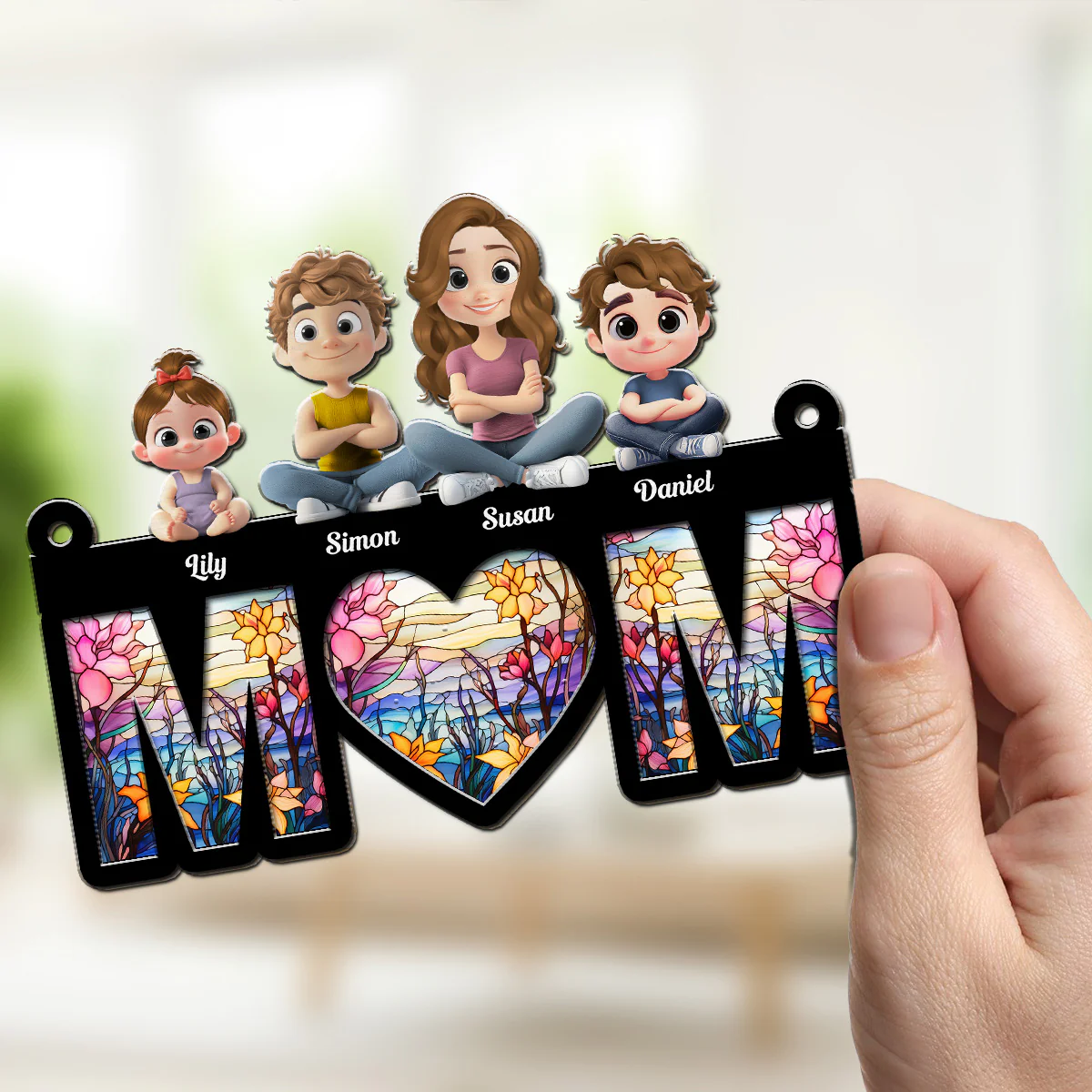Love You Mom Grandma - Personalized Custom Suncatcher - Image 2