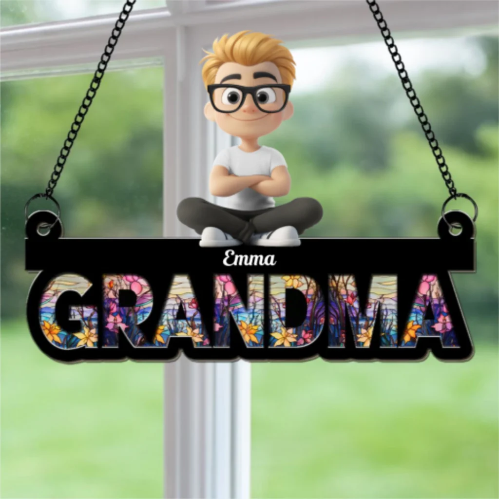 Love You Mom Grandma - Personalized Custom Suncatcher - Image 5
