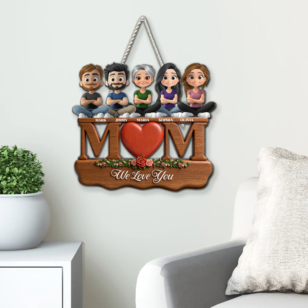 Love You Mom - Personalized Custom Wood Sign - Image 3