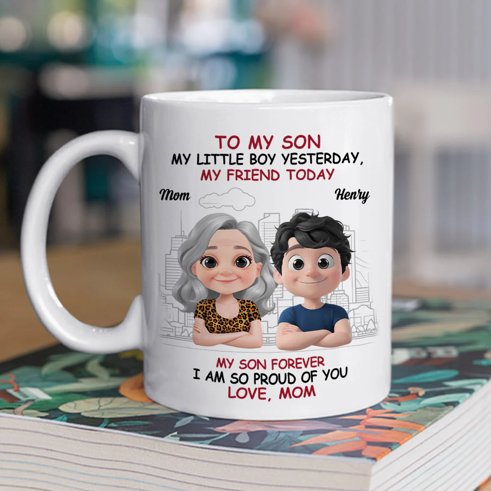 Love You More Each Day Son - Personalized Custom Coffee Mug - Image 2