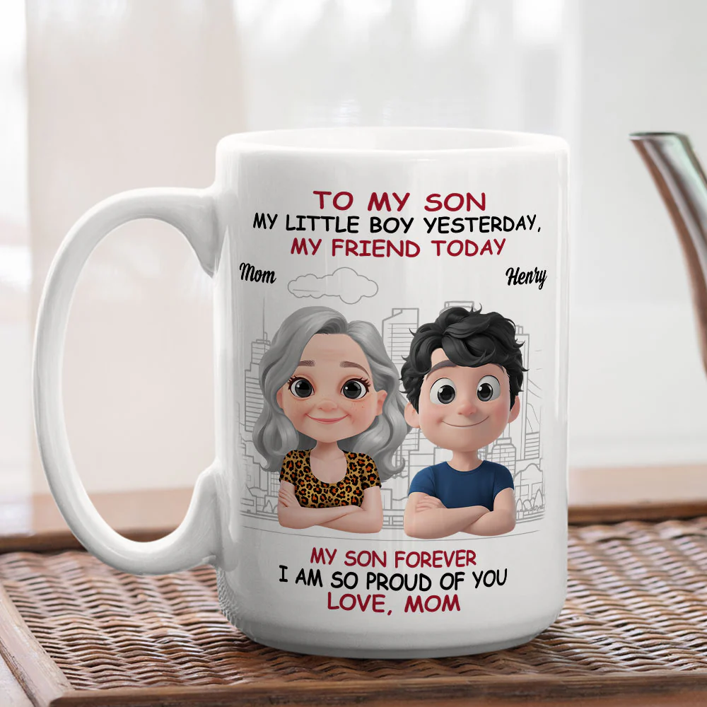 Love You More Each Day Son - Personalized Custom Coffee Mug - Image 4