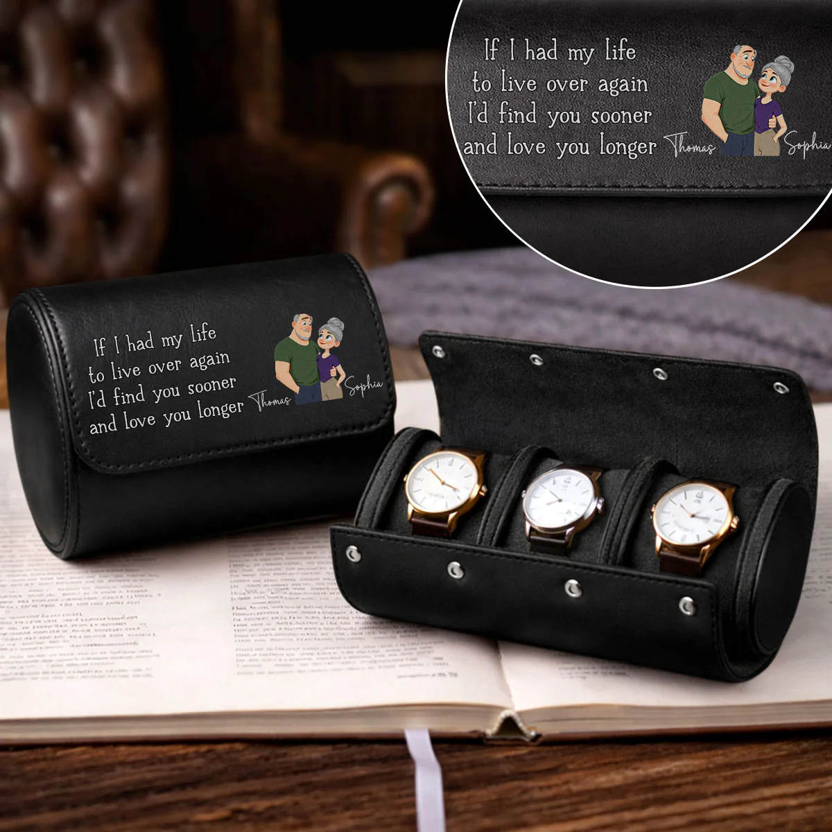 Love You So Much - Personalized Custom Leather Watch Case