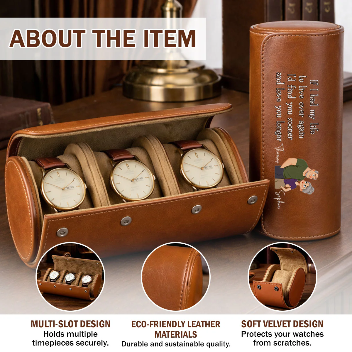 Love You So Much - Personalized Custom Leather Watch Case - Image 7