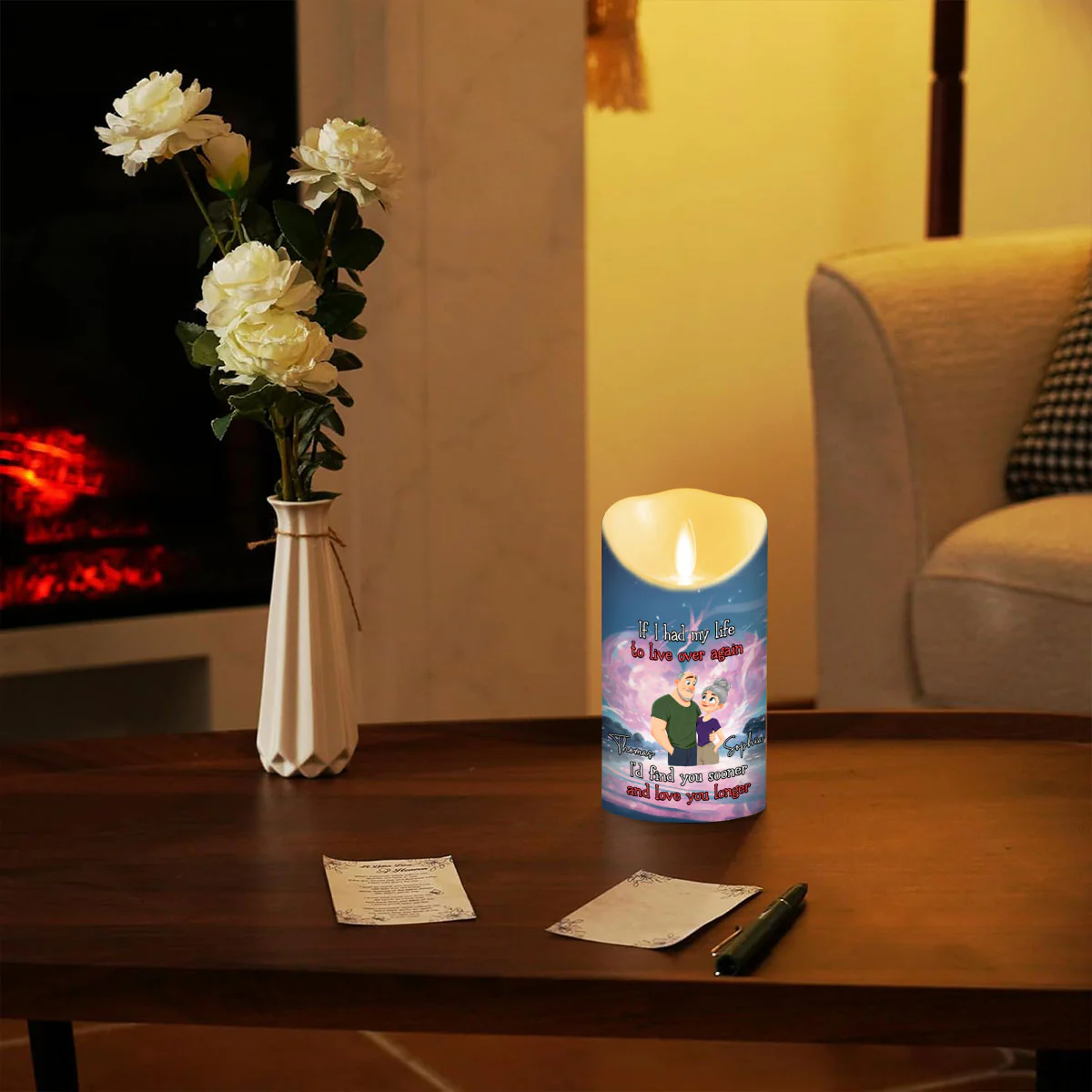 Love You So Much - Personalized Custom LED Candle - Image 2