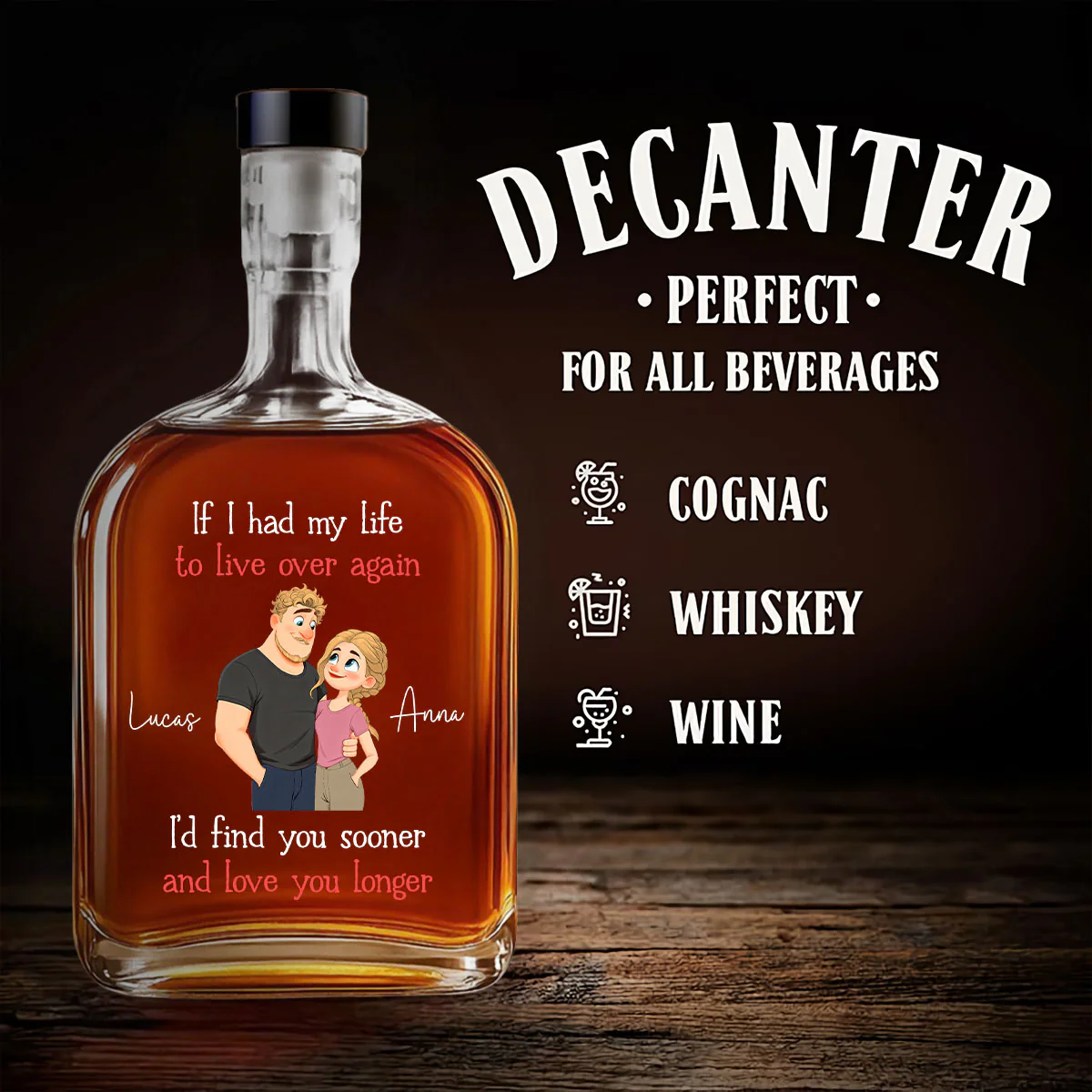 Love You So Much - Personalized Custom Spirits Decanter - Image 5