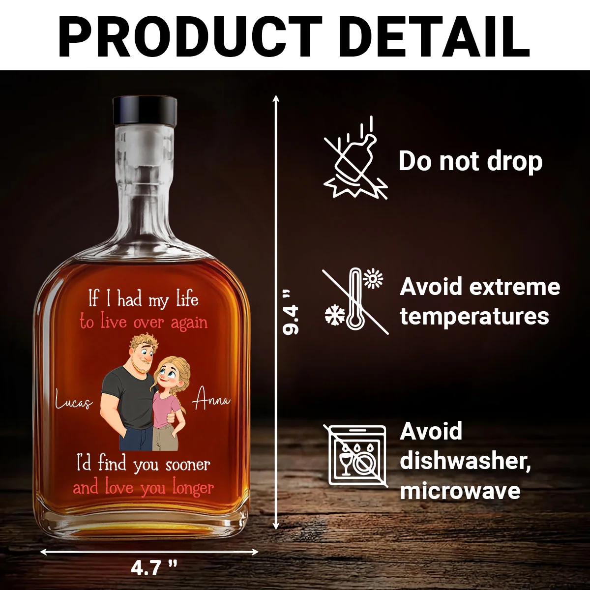 Love You So Much - Personalized Custom Spirits Decanter - Image 6