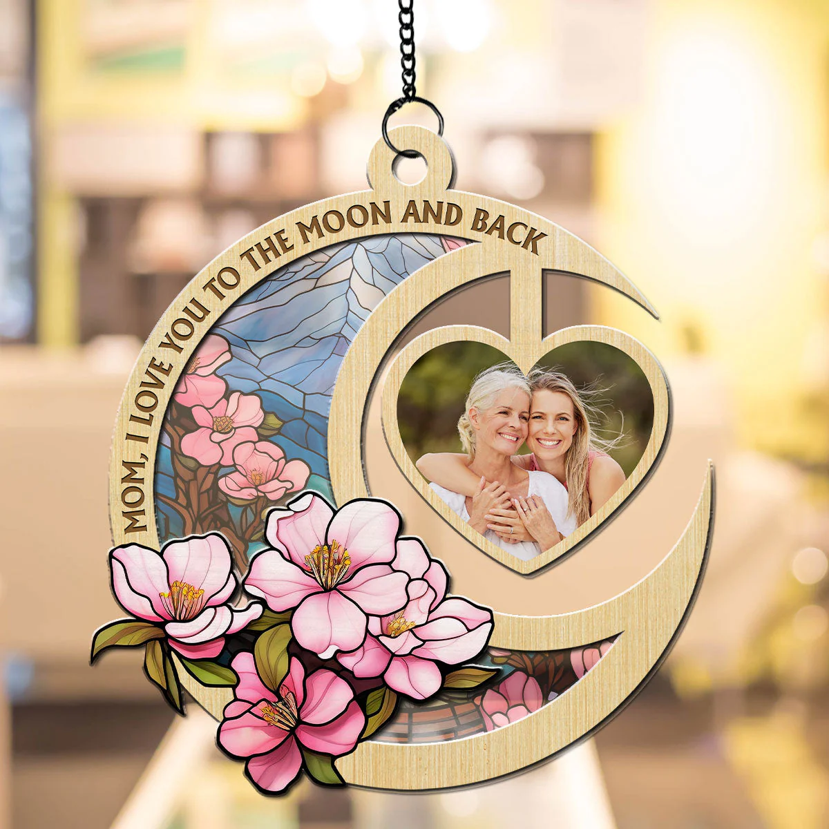 Love You The Moon And Back - Personalized Custom Suncatcher - Image 2