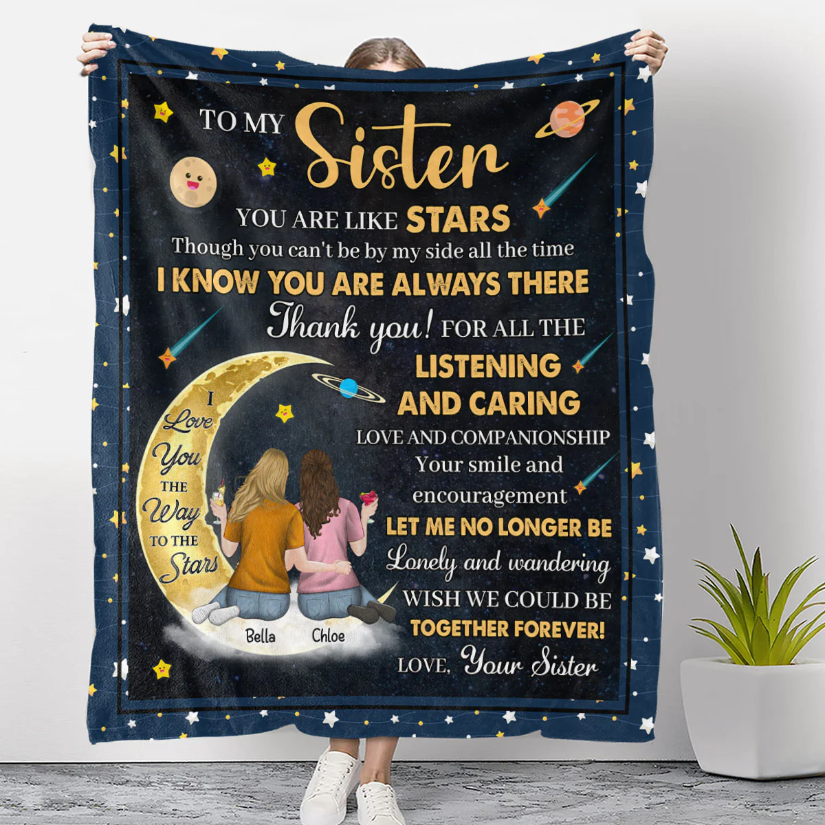Love You The Way To The Stars - Personalized Custom Fleece Blanket
