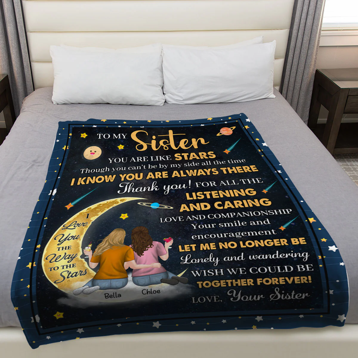 Love You The Way To The Stars - Personalized Custom Fleece Blanket - Image 3