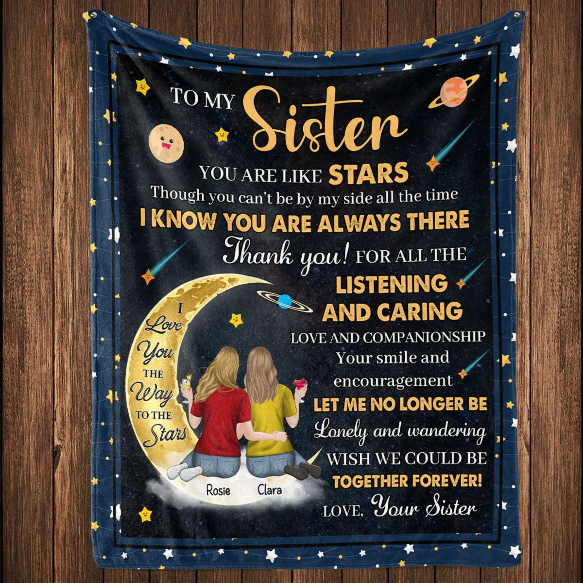 Love You The Way To The Stars - Personalized Custom Fleece Blanket - Image 4