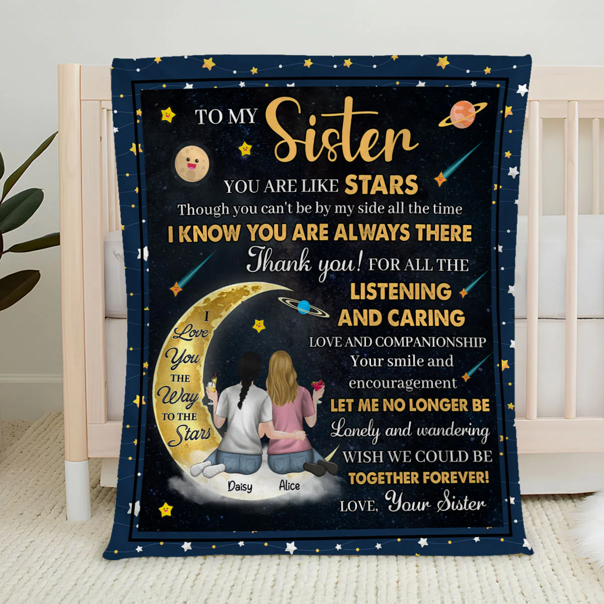 Love You The Way To The Stars - Personalized Custom Fleece Blanket - Image 5