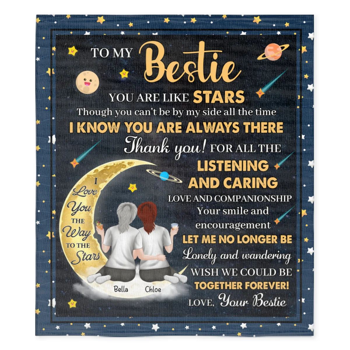 Love You The Way To The Stars - Personalized Custom Fleece Blanket - Image 6