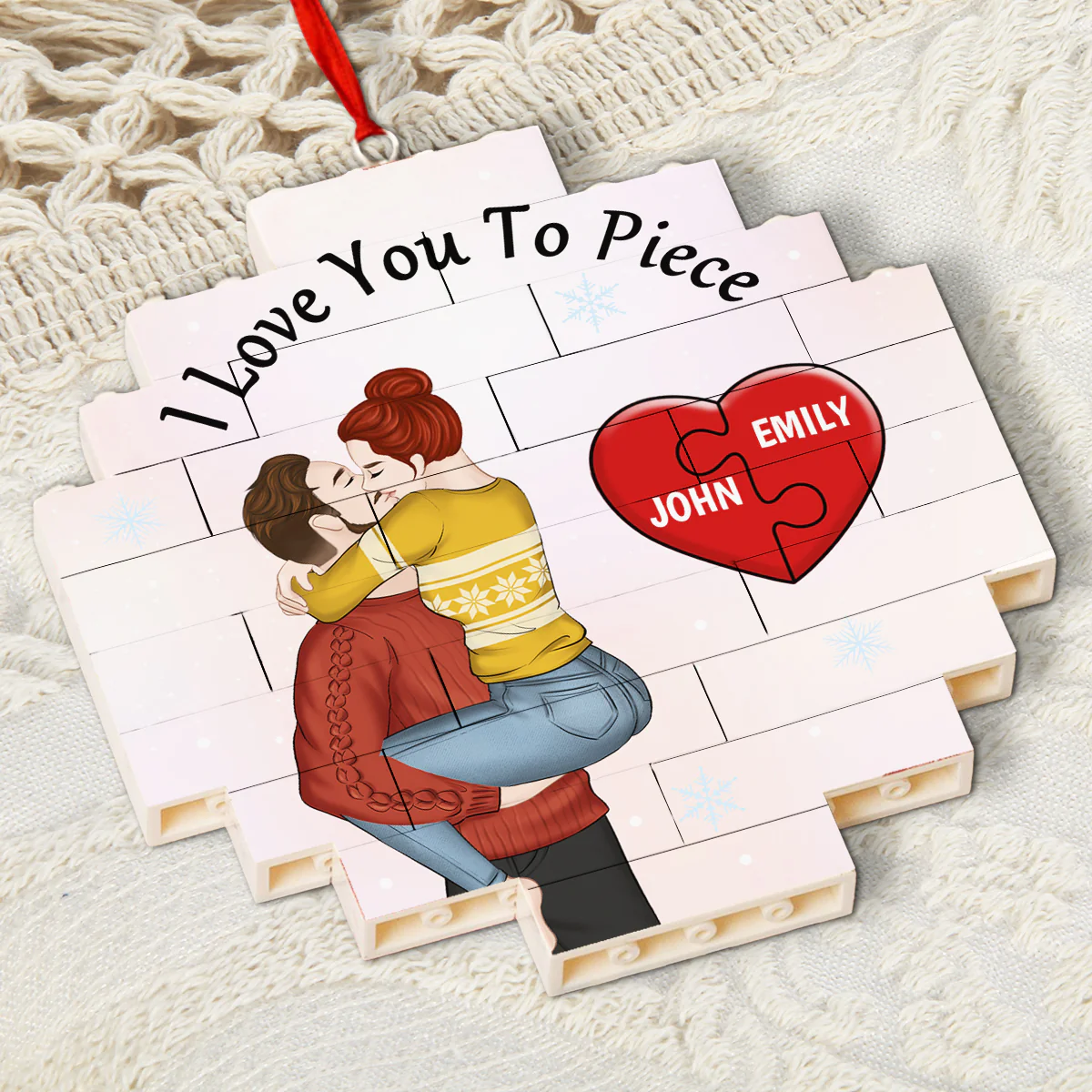 Love You To Piece - Personalized Custom Puzzle Ornament - Image 2