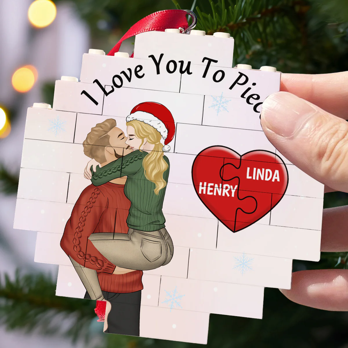 Love You To Piece - Personalized Custom Puzzle Ornament - Image 3
