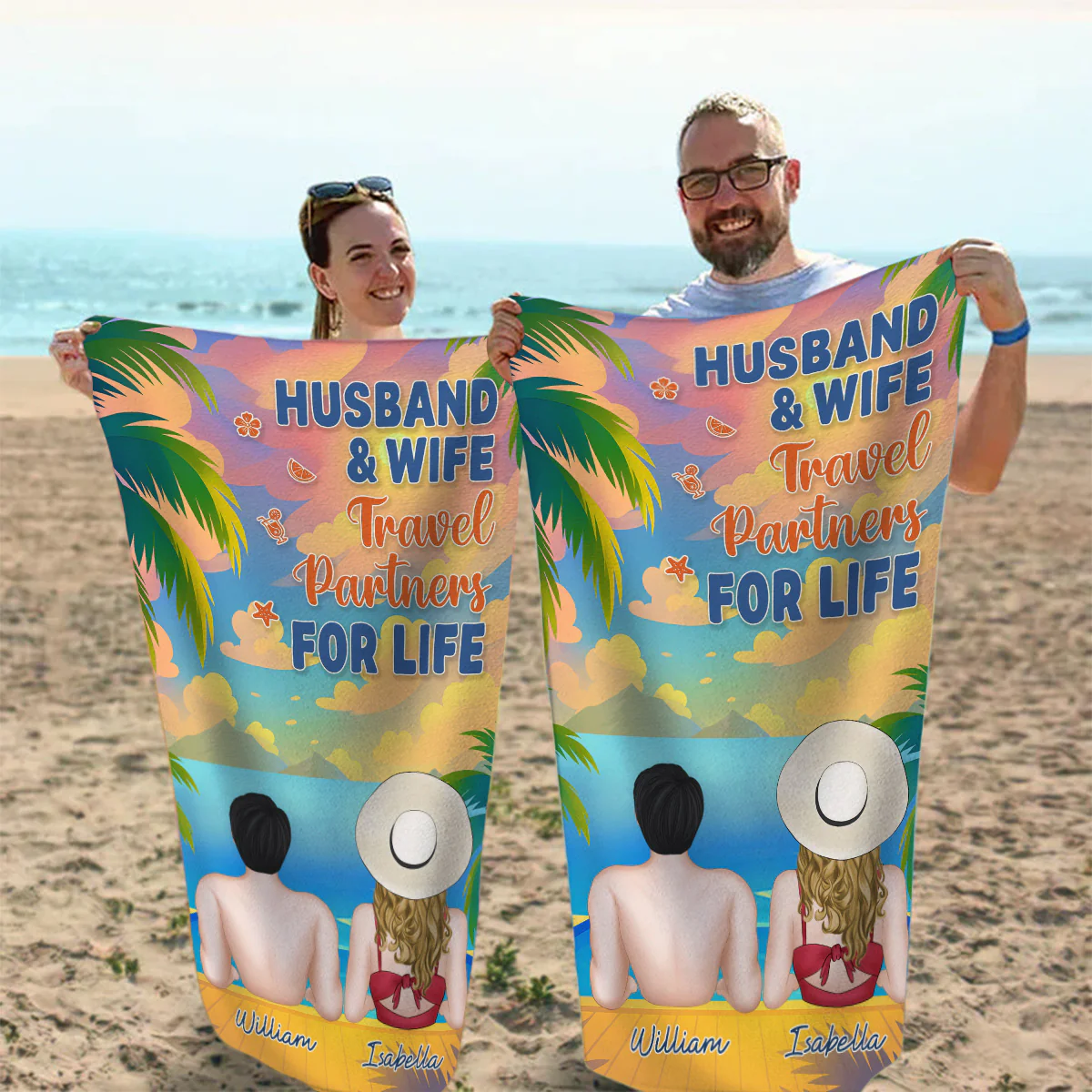 Love You To The Beach - Personalized Custom Beach Towel - Image 3