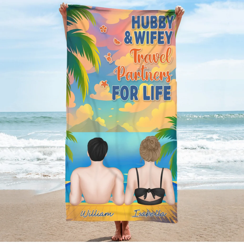 Love You To The Beach - Personalized Custom Beach Towel - Image 5