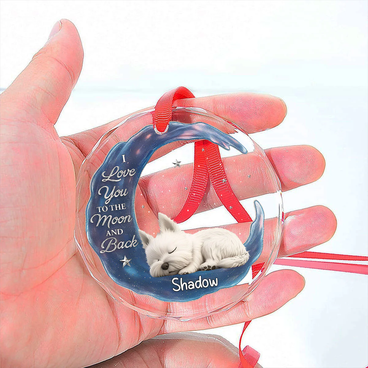 Love You To The Moon - Personalized Custom Glass Ornament - Image 4