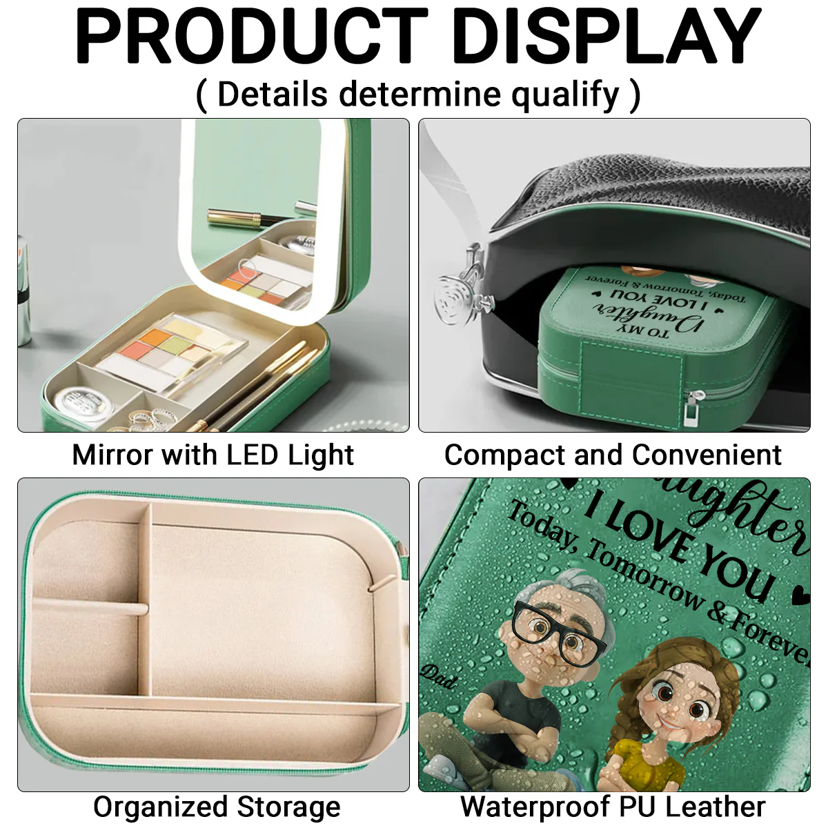 Loved Beyond Words My Daughter - Personalized Custom Jewelry Box With LED Mirror - Image 4