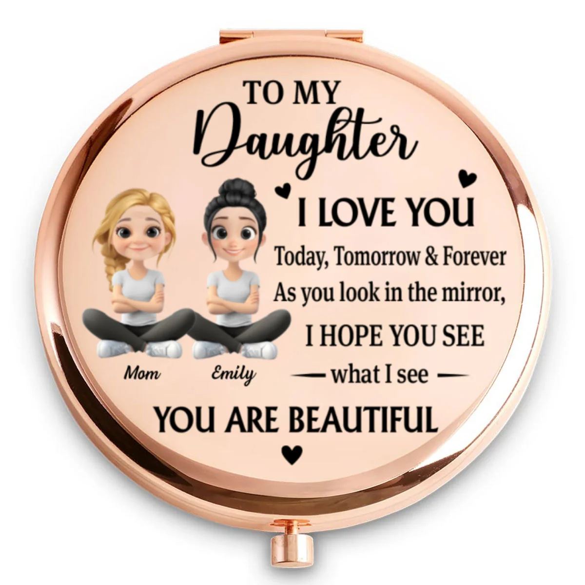Loved Today Tomorrow Forever - Personalized Custom Compact Mirror - Image 5
