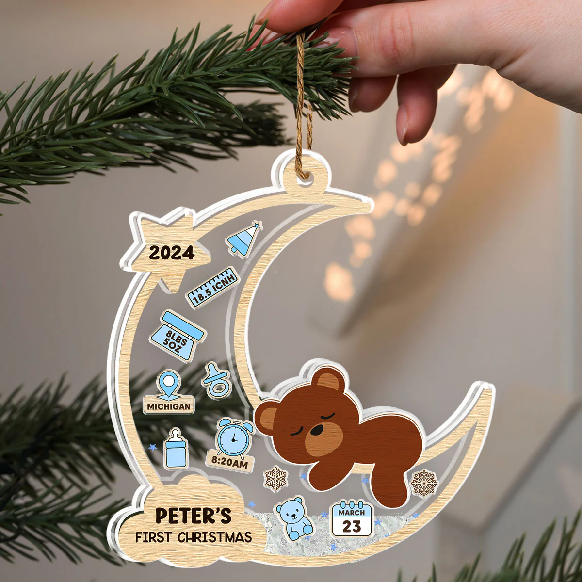 Lovely Baby Christmas - Personalized Custom Acrylic Shaker Ornament - Image 4