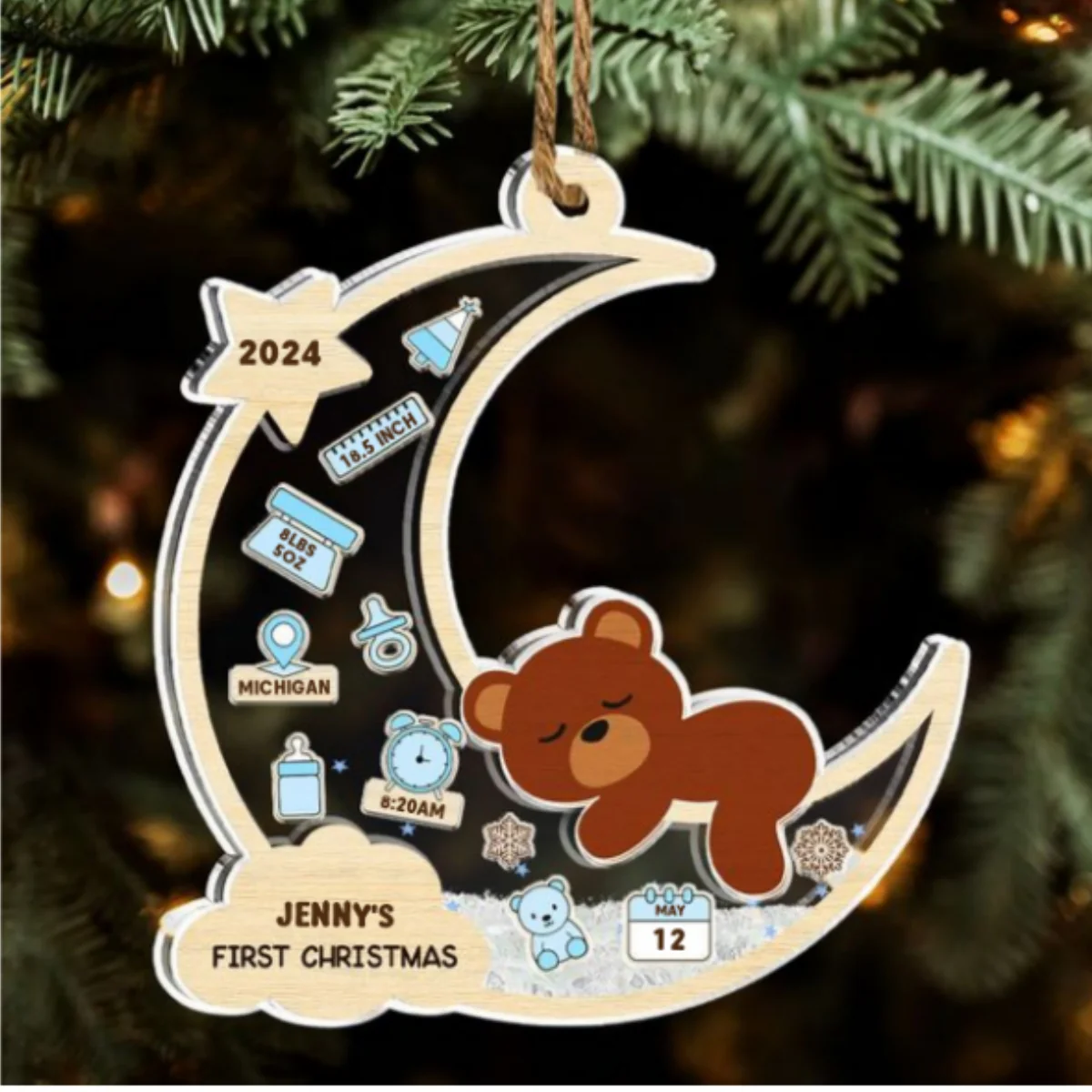 Lovely Baby Christmas - Personalized Custom Acrylic Shaker Ornament - Image 5