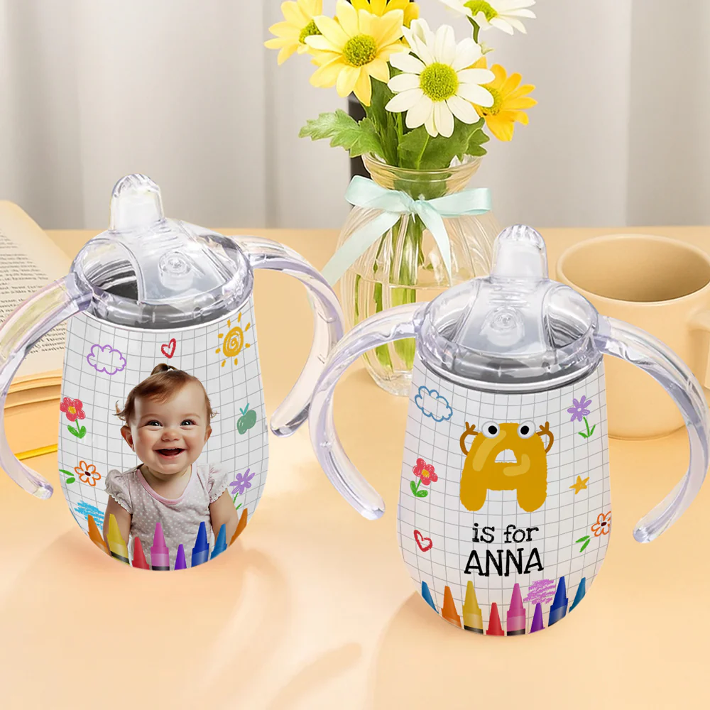 Lovely Baby Custom Photo - Personalized Custom Sippy Cup With Handles - Image 4