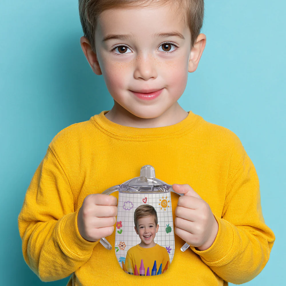 Lovely Baby Custom Photo - Personalized Custom Sippy Cup With Handles - Image 5