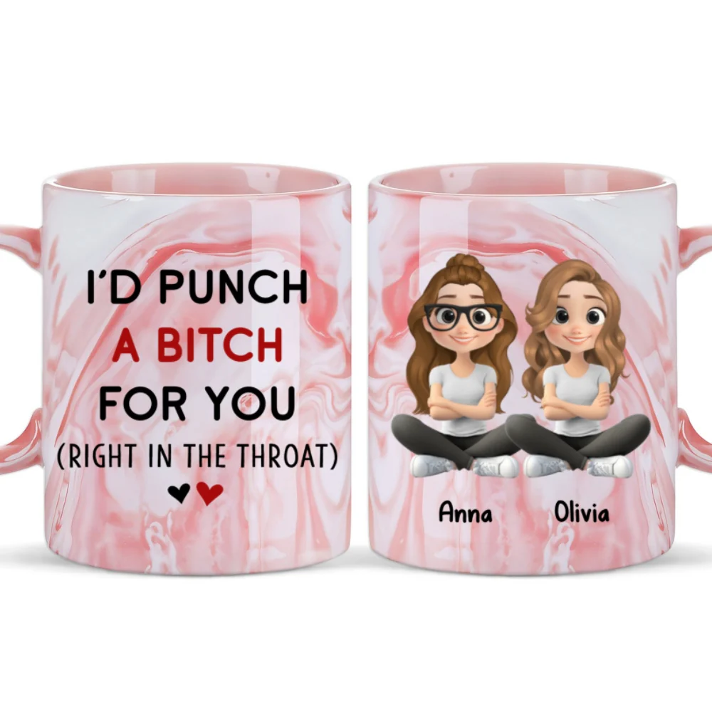 Lovely Besties - Personalized Custom Pink Marble Mug - Image 6