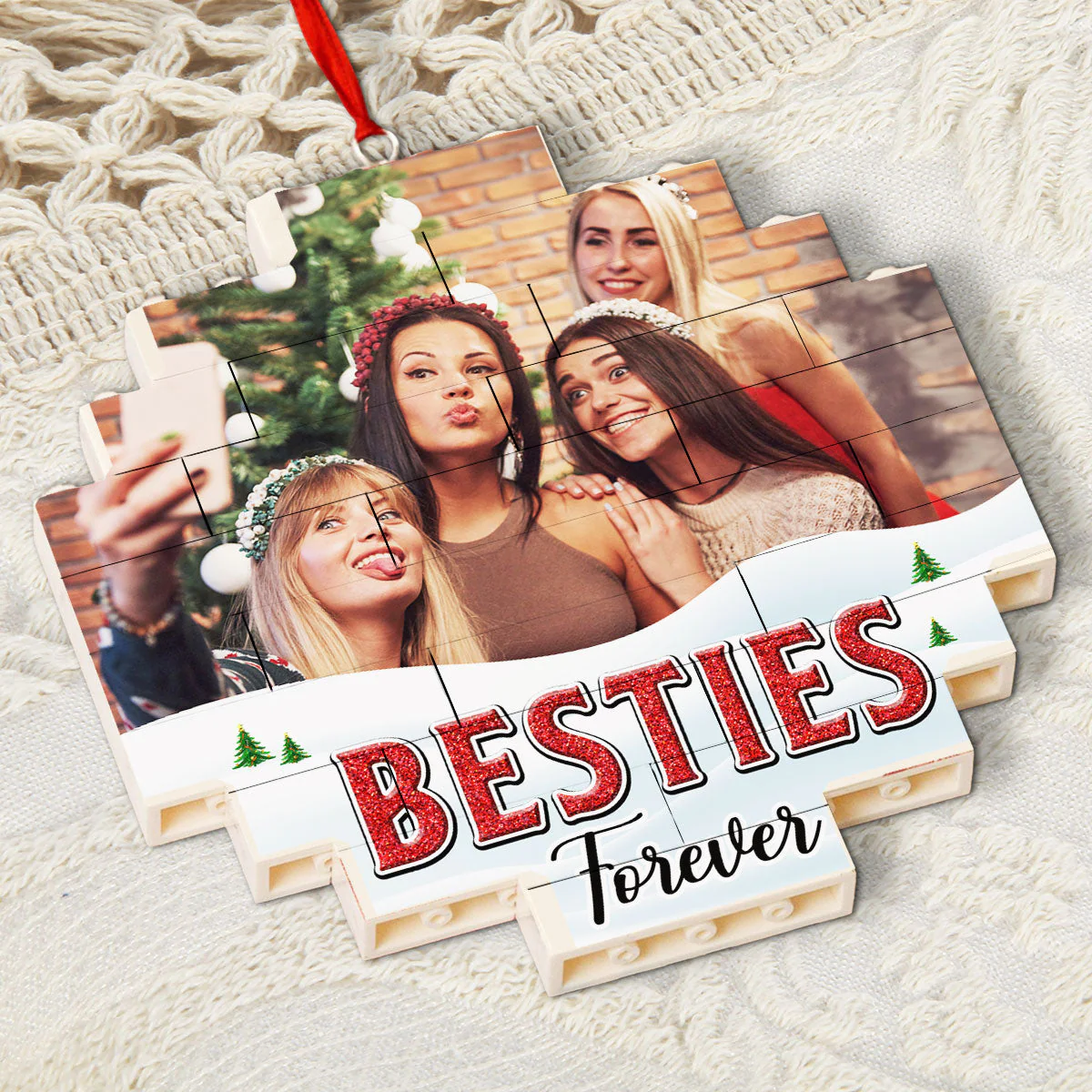 Lovely Besties - Personalized Custom Puzzle Ornament - Image 2