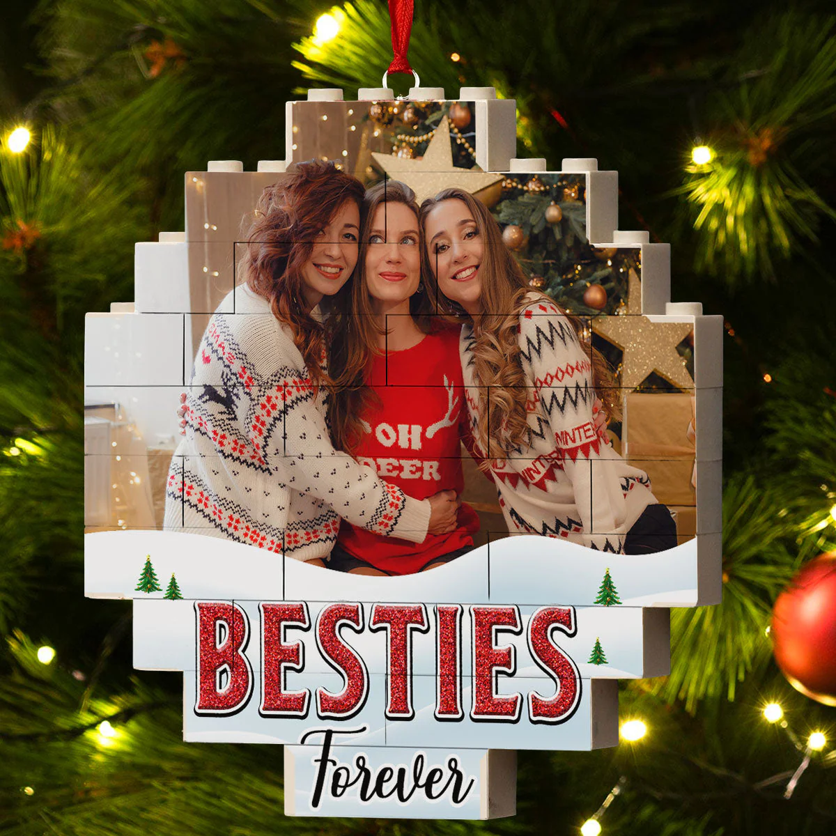 Lovely Besties - Personalized Custom Puzzle Ornament - Image 5