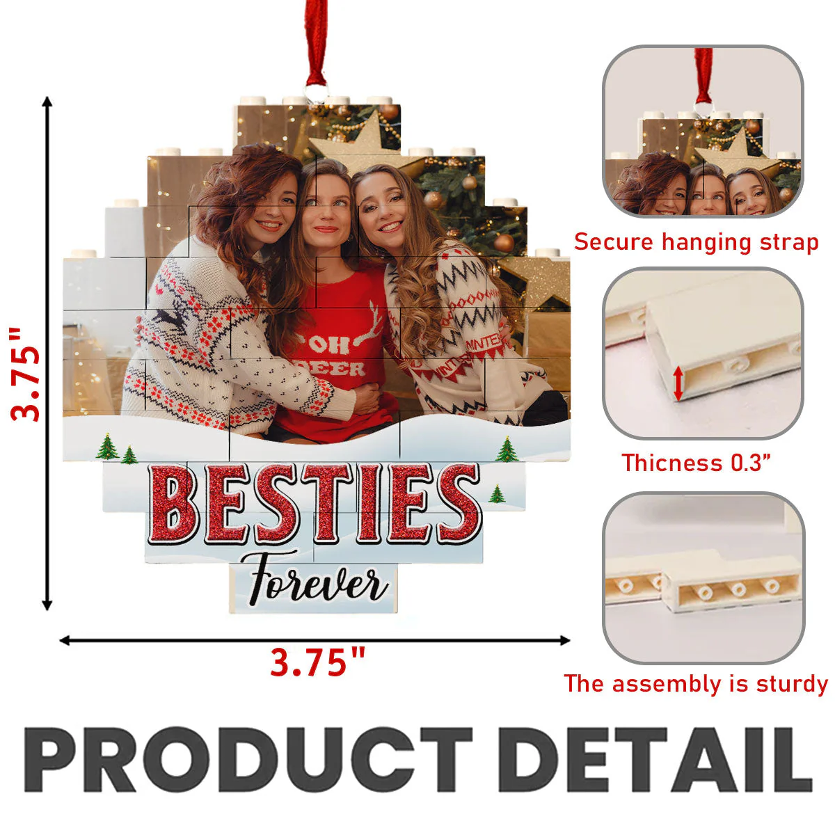 Lovely Besties - Personalized Custom Puzzle Ornament - Image 6