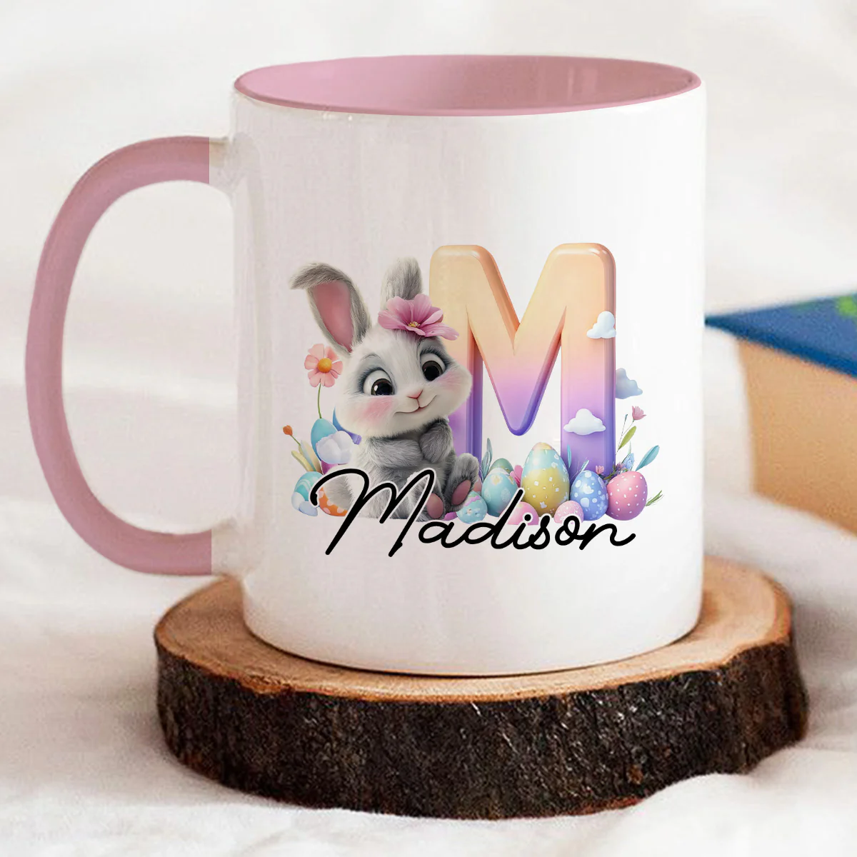 Lovely Bunny Kid - Personalized Custom Accent Mug - Image 5