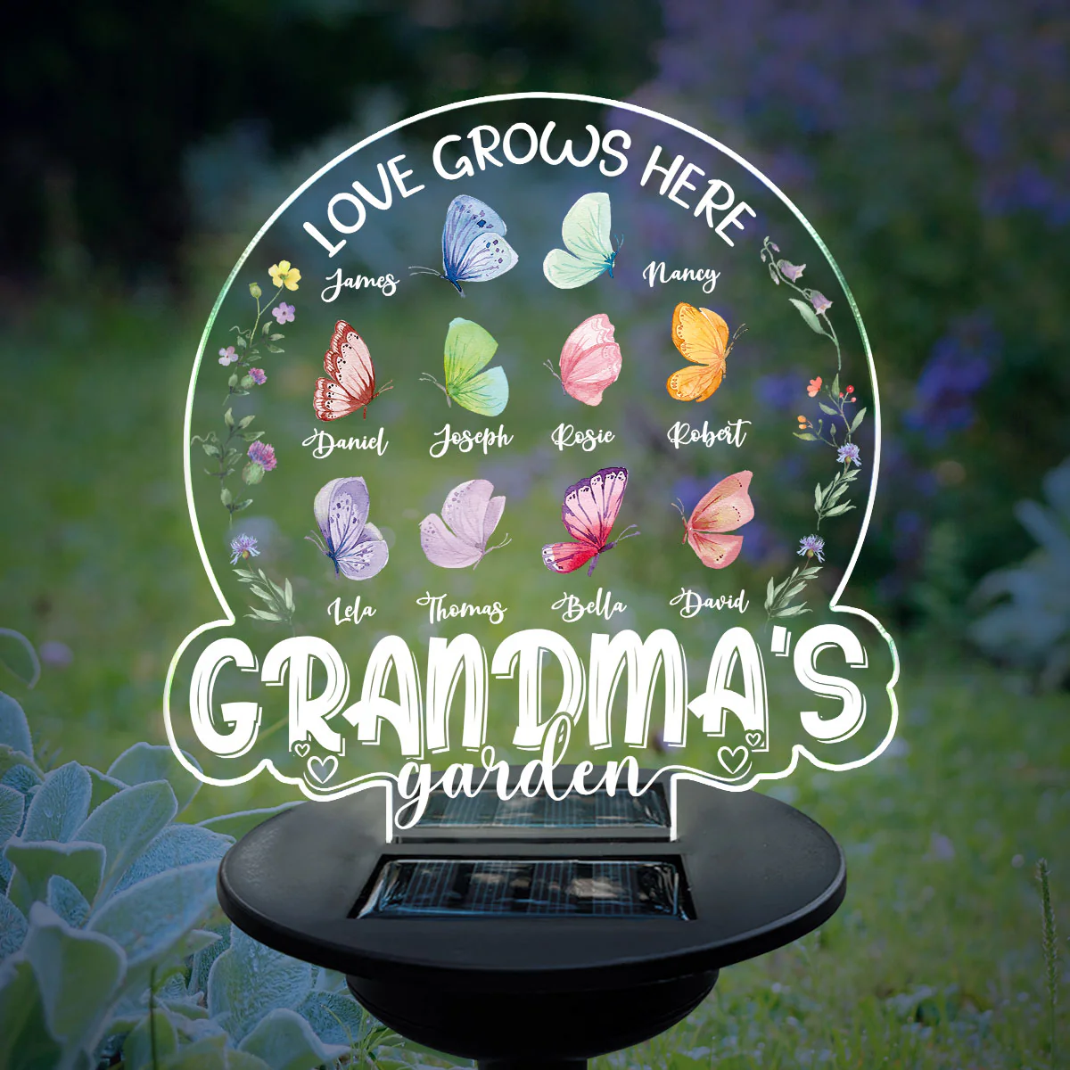 Lovely Butterfly Of Grandma - Personalized Custom Solar Light - Image 5