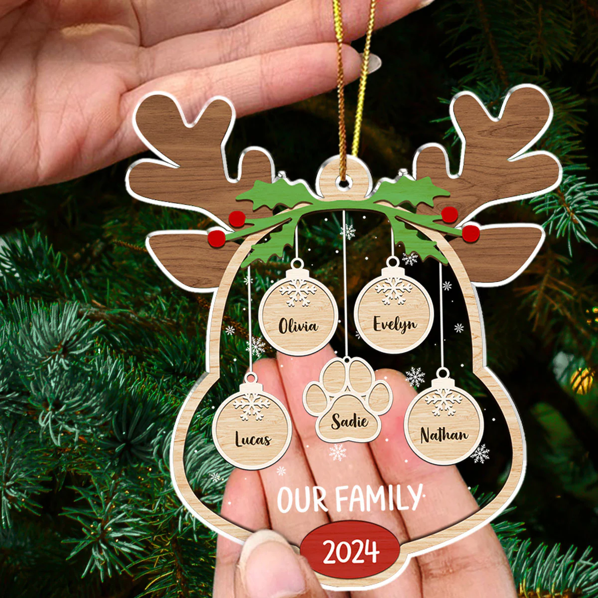 Lovely Family - Personalized Custom Acrylic Ornament - Image 3