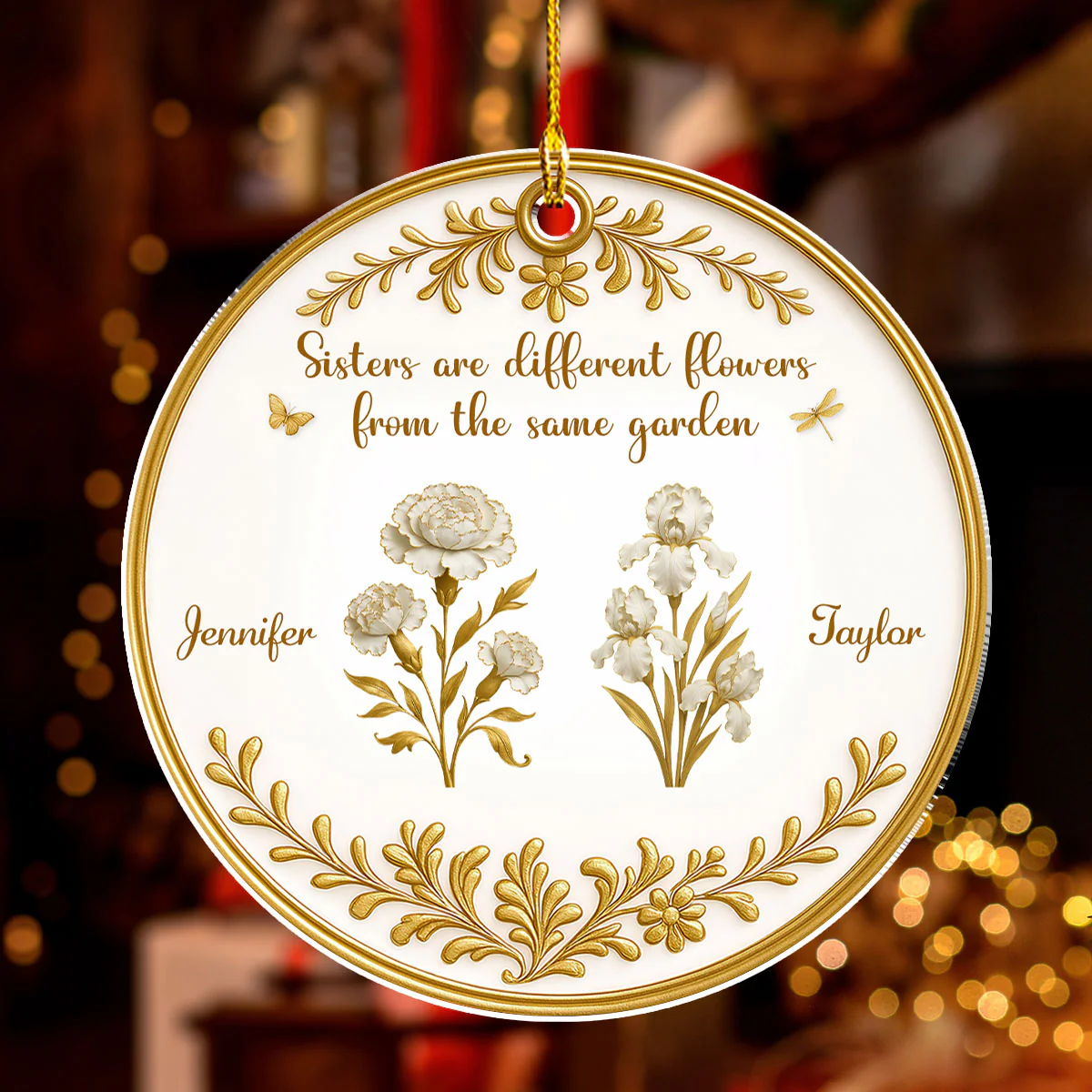 Lovely Flowers - Personalized Custom Acrylic Ornament - Image 2