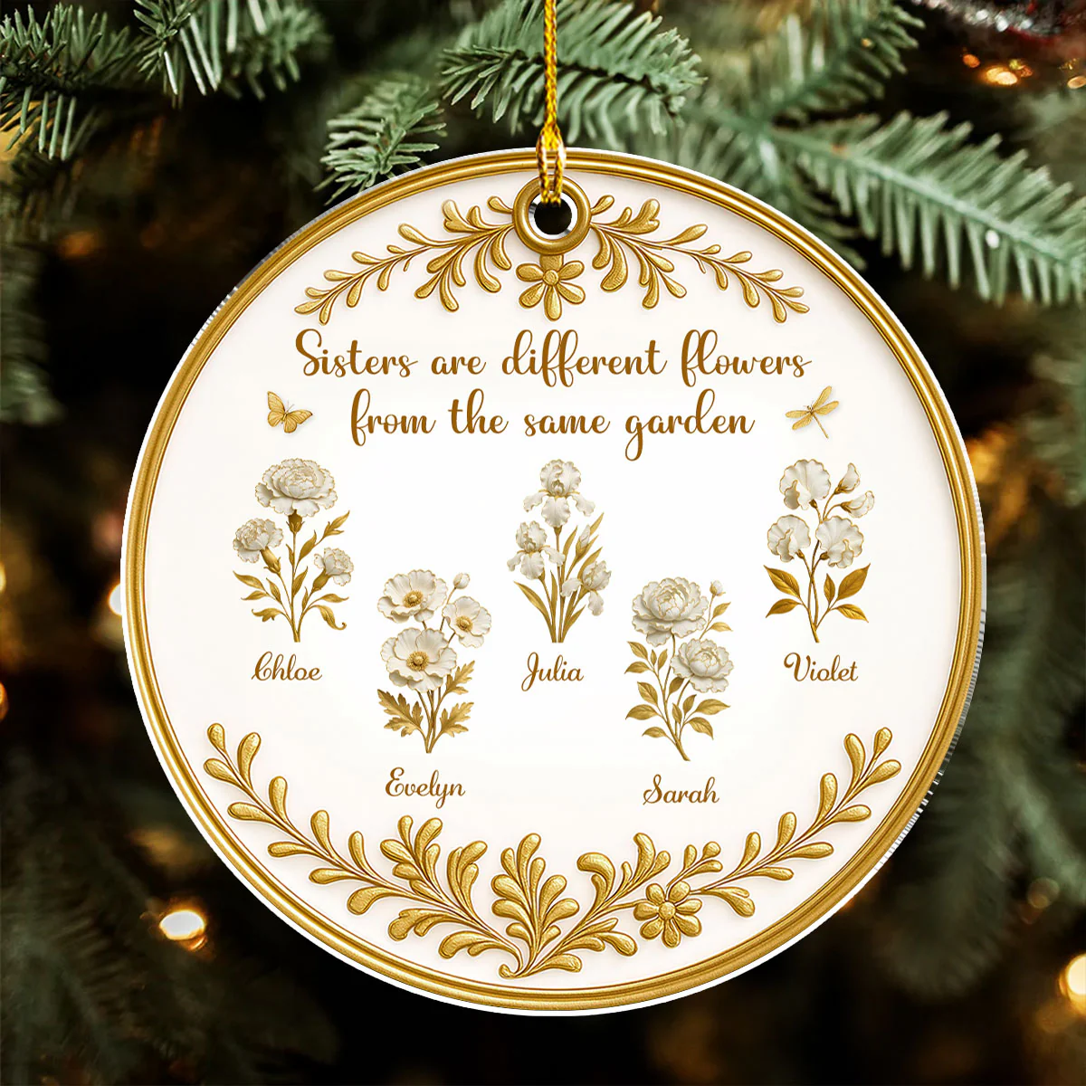 Lovely Flowers - Personalized Custom Acrylic Ornament - Image 3