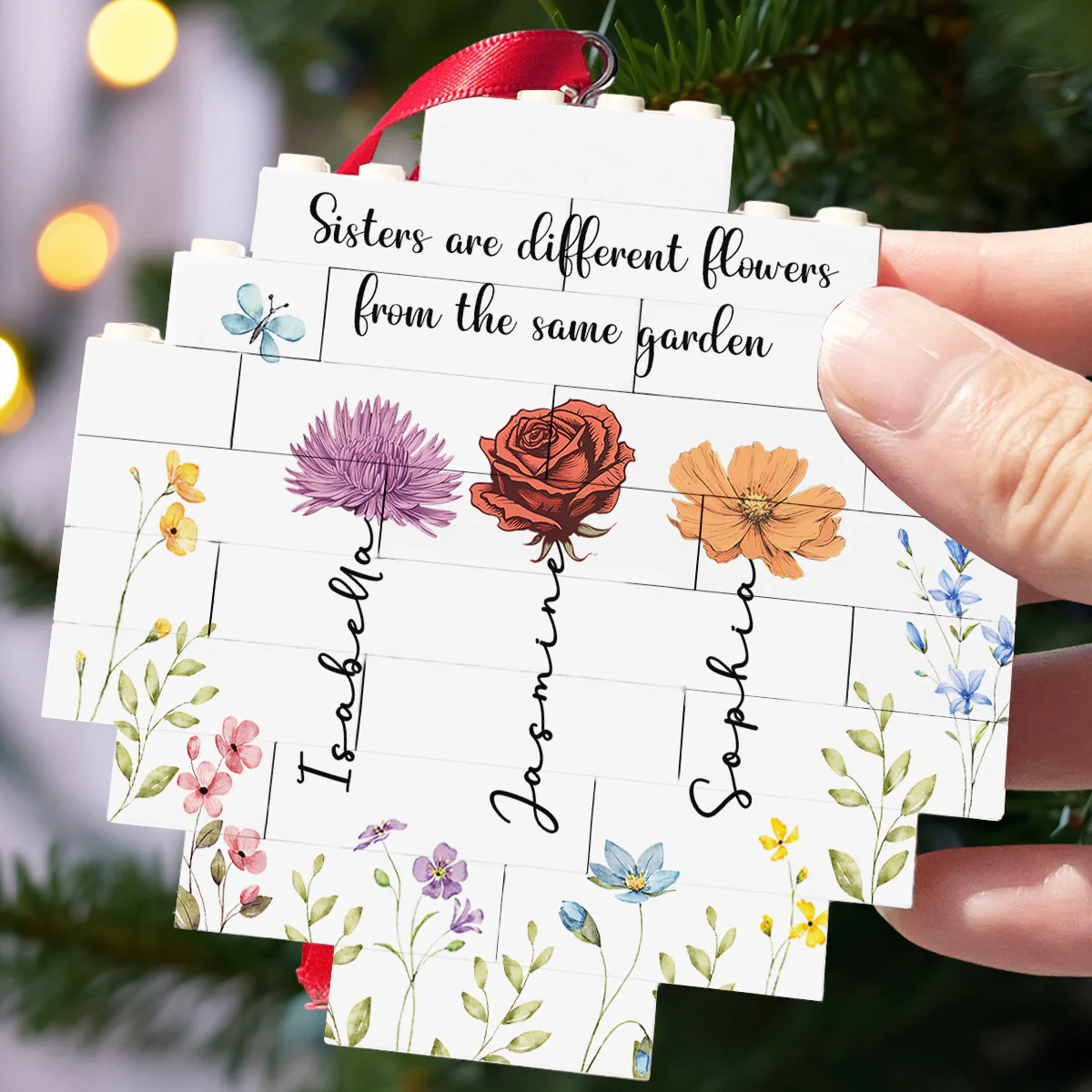Lovely Flowers - Personalized Custom Puzzle Ornament - Image 4