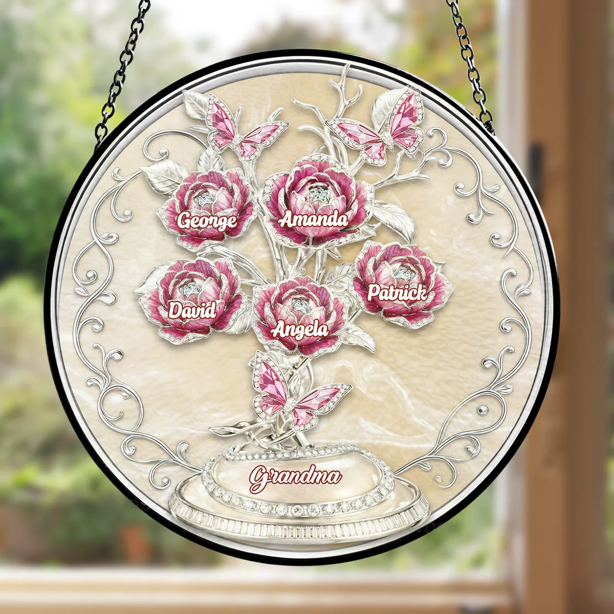 Lovely Flowers - Personalized Custom Window Hanging Suncatcher - Image 4