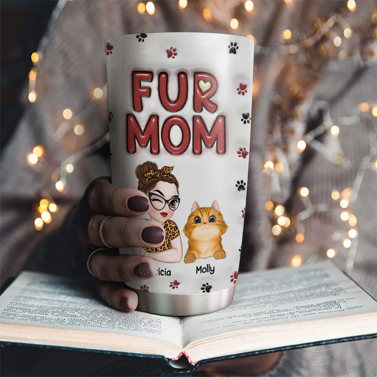 Lovely Fur Mom - Personalized Custom 3D Inflated Effect Tumbler - Image 2