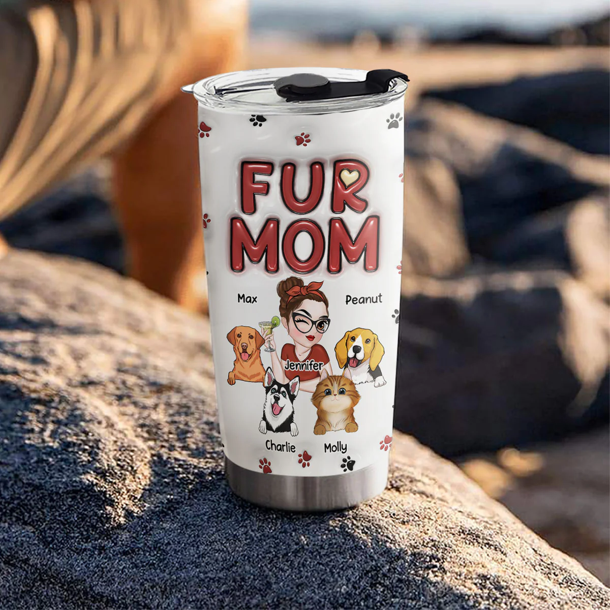 Lovely Fur Mom - Personalized Custom 3D Inflated Effect Tumbler - Image 4
