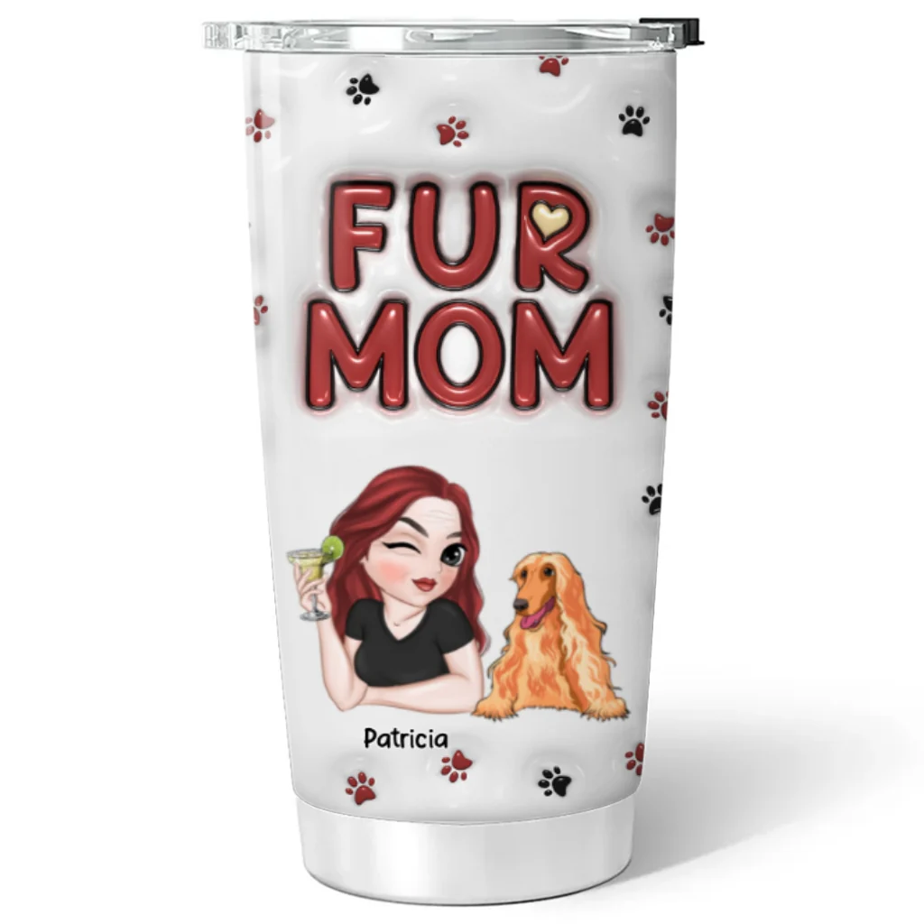 Lovely Fur Mom - Personalized Custom 3D Inflated Effect Tumbler - Image 5