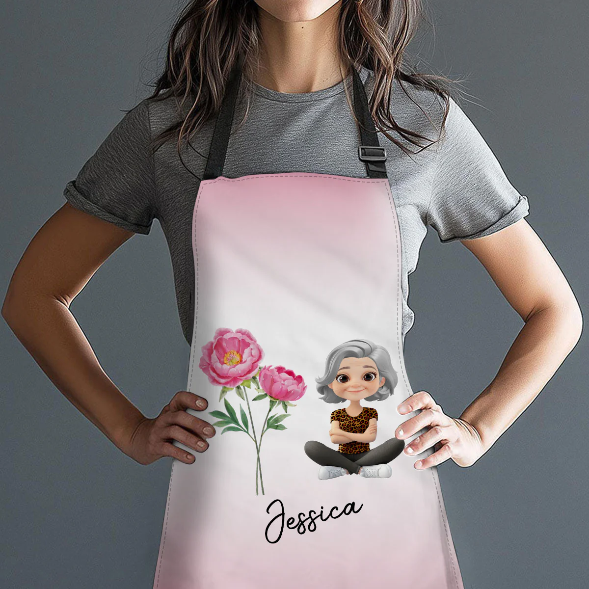 Lovely Girl Flower - Personalized Custom Apron - Image 2